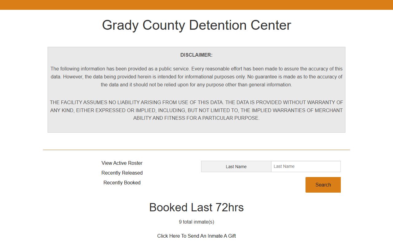 Grady County jail mugshots recent booking roster